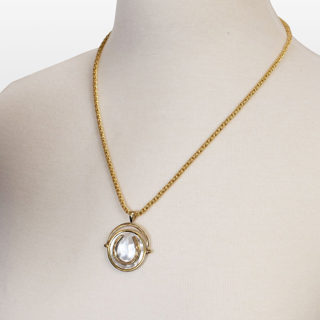 Cody - Two Tone Crown Coin Horseshoe Necklace