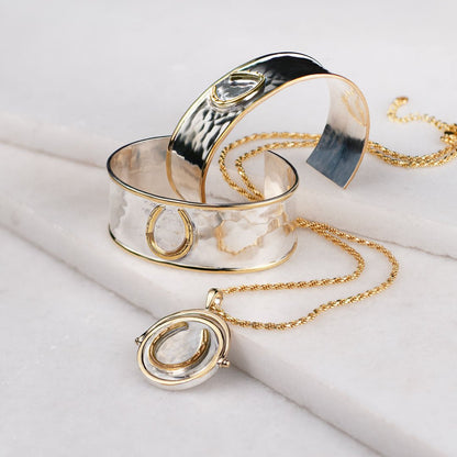 Cody - Two Tone Crown Coin Horseshoe Necklace
