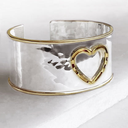 Cody - Horseshoe Heart Wrist Bracelet in Two Tone
