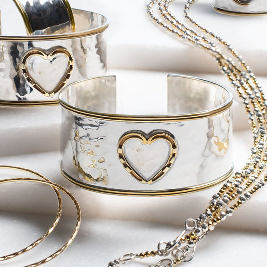 Cody - Horseshoe Heart Wrist Bracelet in Two Tone