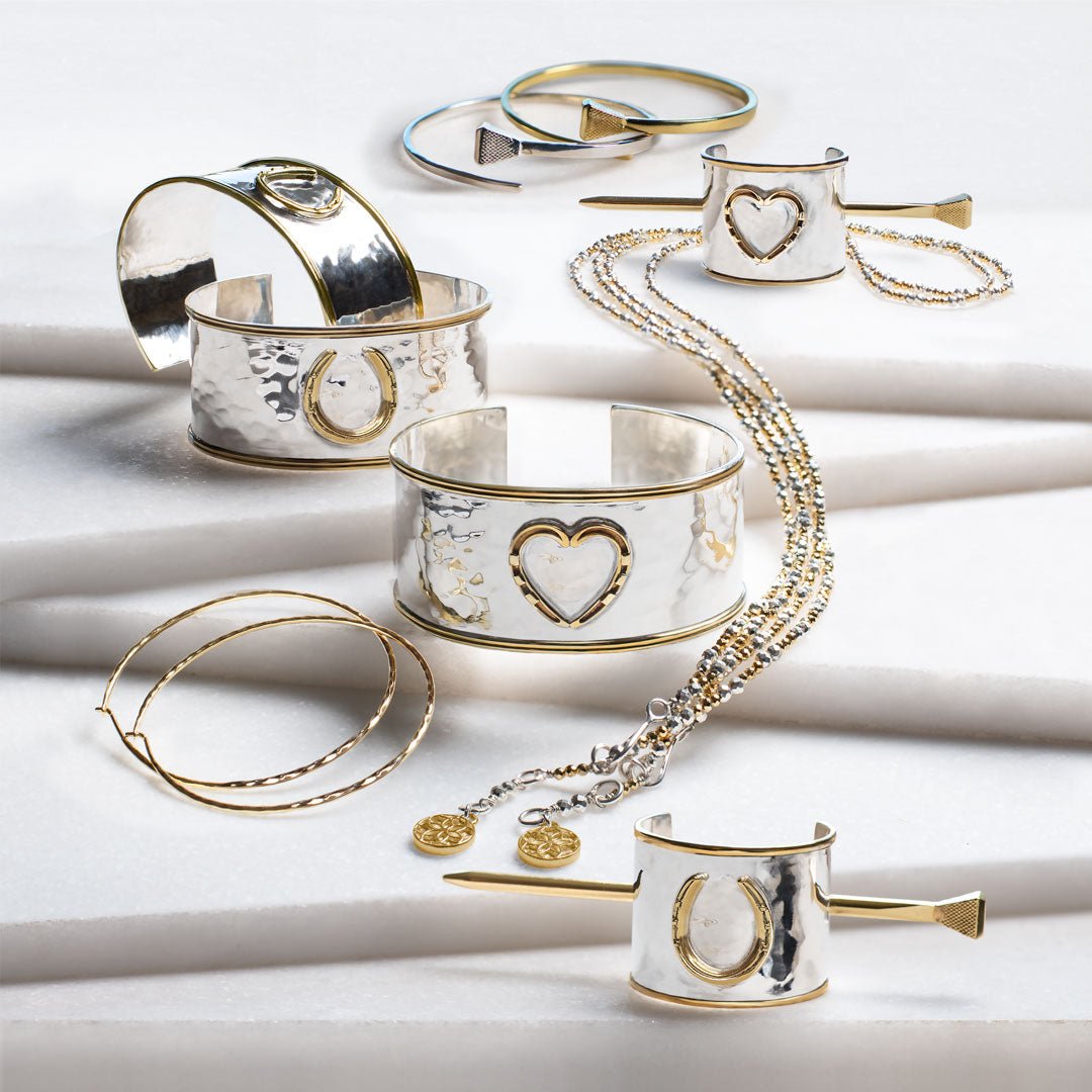 Cody - Horseshoe Heart Wrist Bracelet in Two Tone