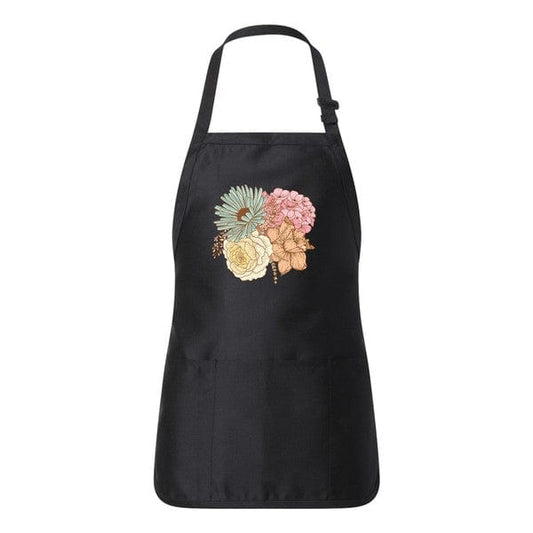 Colorful Flower Bouquet Apron - Black / Adult - Home Goods