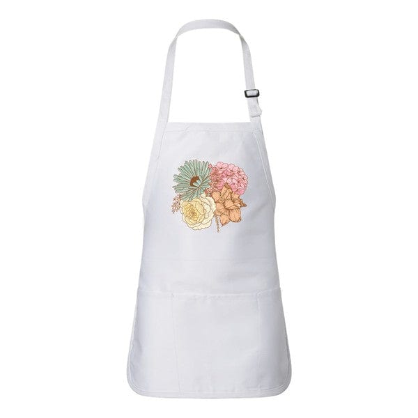 Colorful Flower Bouquet Apron - White / Adult - Home Goods