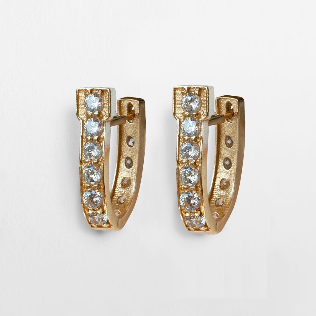 Colton - Diamond Cut Horseshoe Coin Earring in Gold