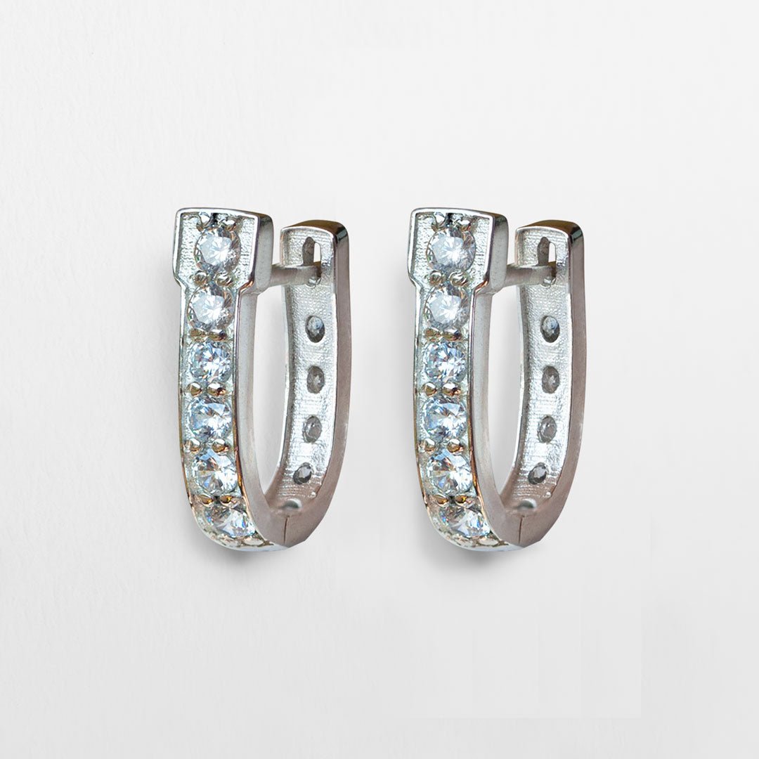Colton - Diamond Cut Horseshoe Coin Earring in Silver
