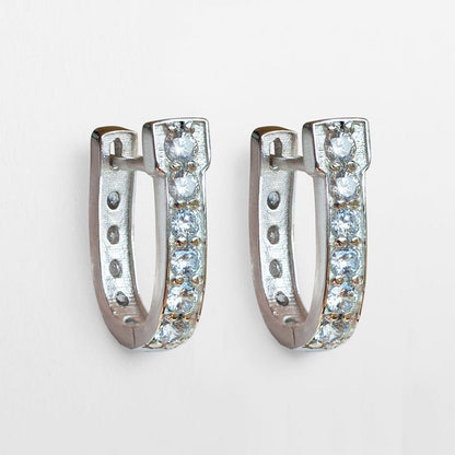Colton - Diamond Cut Horseshoe Coin Earring in Silver