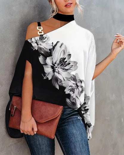 Women's V-Neck Printed Off-Shoulder Vest Top | 6 Prints S–XXL