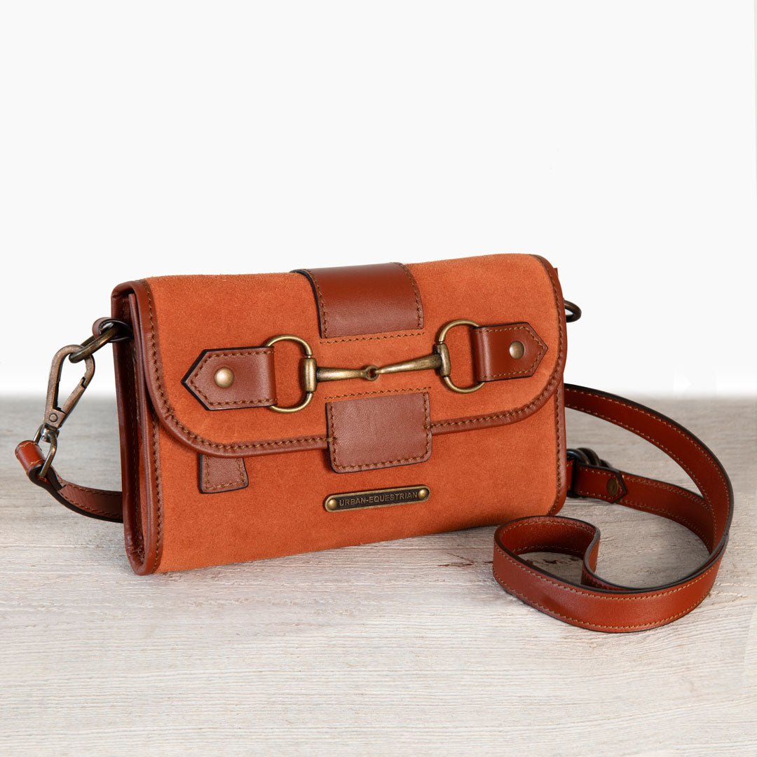 Dalton - Horse Bit Crossbody Luxury Leather Handbag in Cognac on Cognac