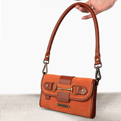 Dalton - Horse Bit Crossbody Luxury Leather Handbag in Cognac on Cognac