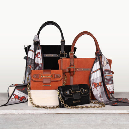 Dalton - Horse Bit Crossbody Luxury Leather Handbag in Cognac on Cognac
