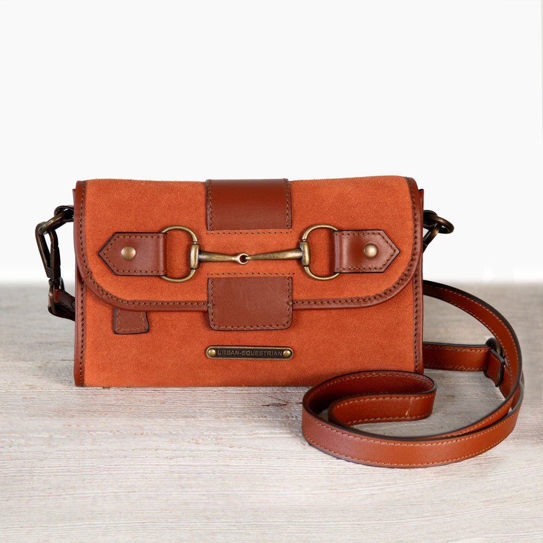 Dalton - Horse Bit Crossbody Luxury Leather Handbag in Cognac on Cognac