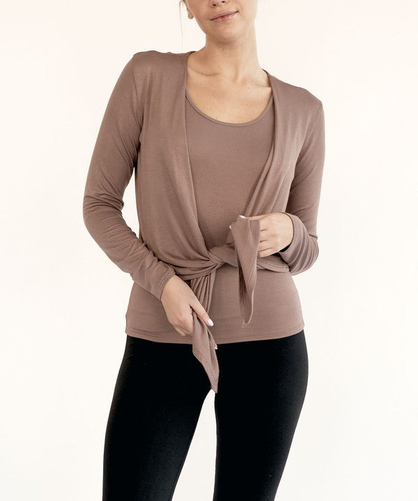 Bamboo Simple Tie Front Cardigan