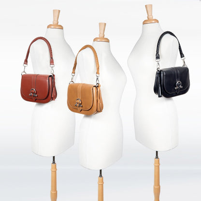 Del Rey - Equestrian Horse Bit Crossbody Luxury Leather Handbag in Cognac