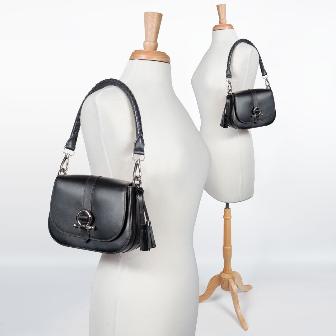 Del Rey - Equestrian Horse Bit Crossbody Luxury Leather Handbag in Black