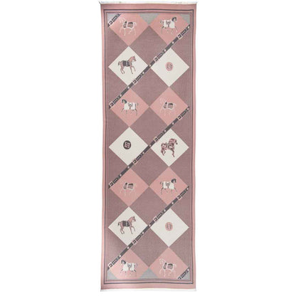 Della -  Blush Pink Equestrian Motif Luxe Shawl