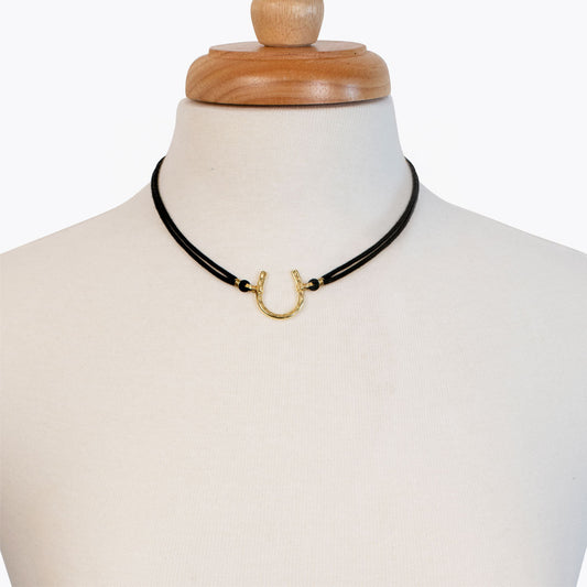 Devlin - Horseshoe Necklace w/ Double Cord in Gold