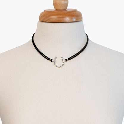 Devlin - Horseshoe Necklace w/ Double Cord in Silver