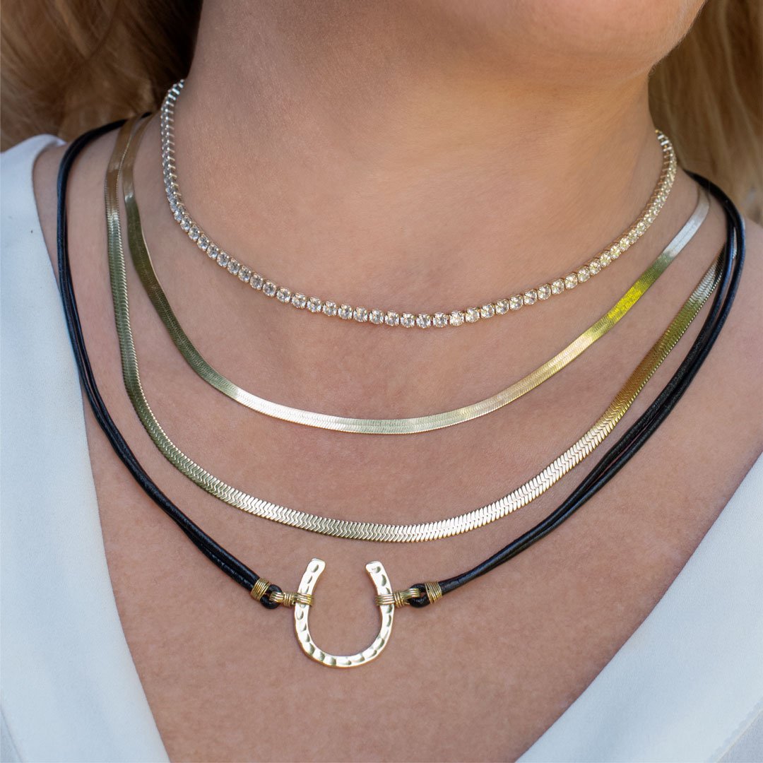 Devlin - Horseshoe Necklace w/ Double Cord in Silver
