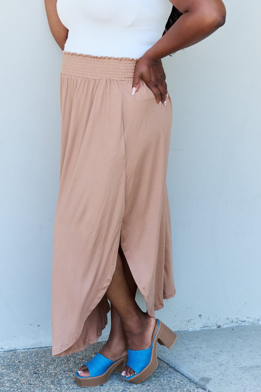 Doublju Comfort Princess Full Size High Waist Scoop Hem Maxi