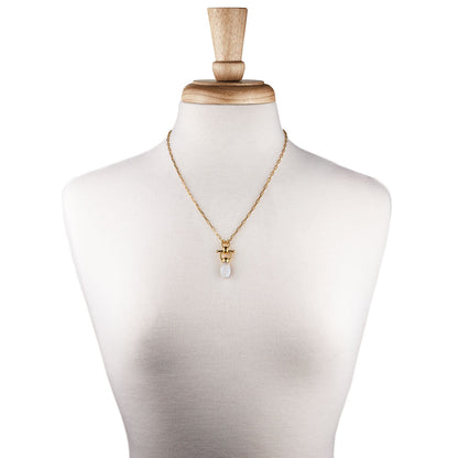 Droplette - Moonstone Equestrian Horse Bit Necklace in Gold