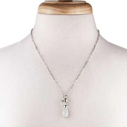 Droplette - Moonstone Equestrian Horse Bit Necklace in Silver
