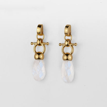 Droplette - Moonstone Horse Bit Equestrian Earring in Gold