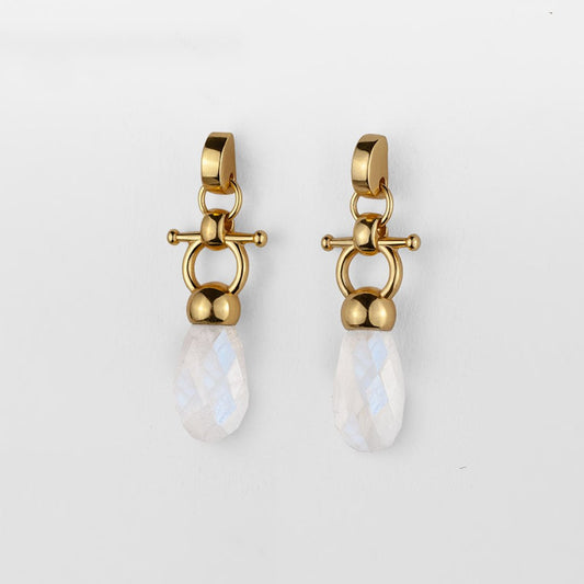 Droplette - Moonstone Horse Bit Equestrian Earring in Gold