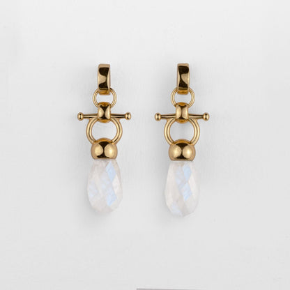 Droplette - Moonstone Horse Bit Equestrian Earring in Gold
