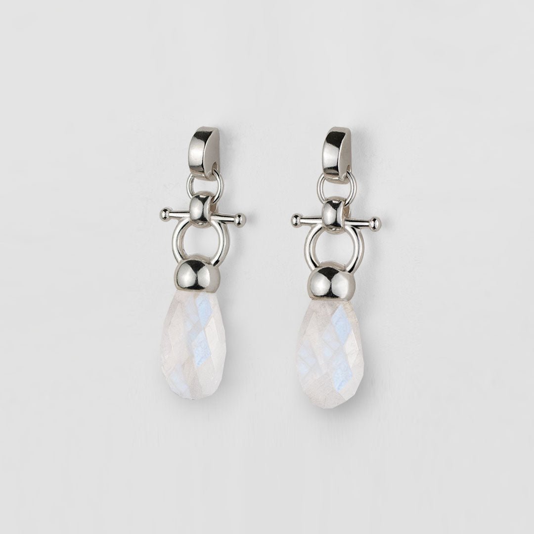 Droplette - Moonstone Horse Bit Equestrian Earring in Silver