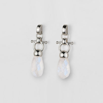 Droplette - Moonstone Horse Bit Equestrian Earring in Silver