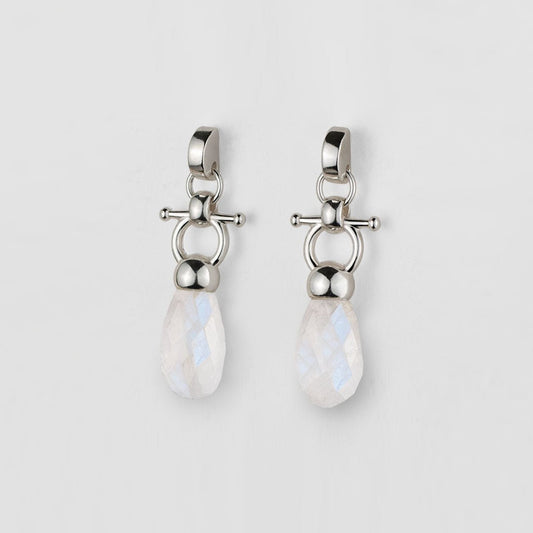 Droplette - Moonstone Horse Bit Equestrian Earring in Silver