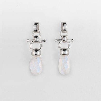 Droplette - Moonstone Horse Bit Equestrian Earring in Silver