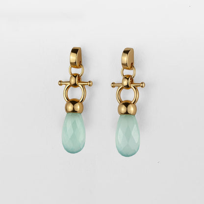 Droplette - Aqua Chalcedony Equestrian Horse Bit Necklace in Gold