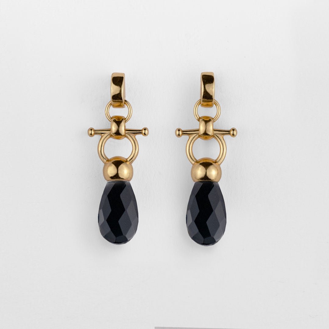 Droplette - Black Onyx Equestrian Horse Bit Necklace in Gold