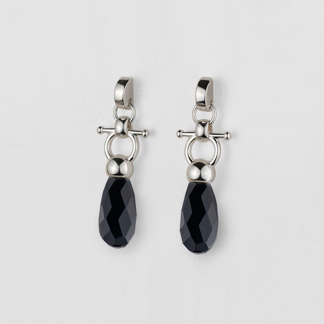 Droplette - Black Onyx Equestrian Horse Bit Necklace in Silver