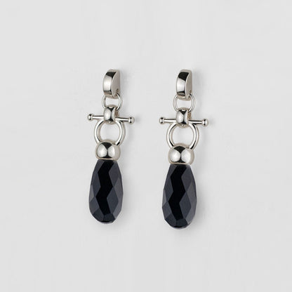 Droplette - Black Onyx Equestrian Horse Bit Necklace in Silver