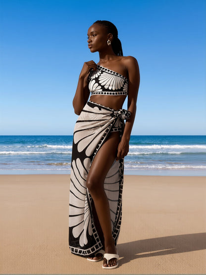 Women's High-Neck Swimsuit – Built-In Shelf Bra Beach Swimwear