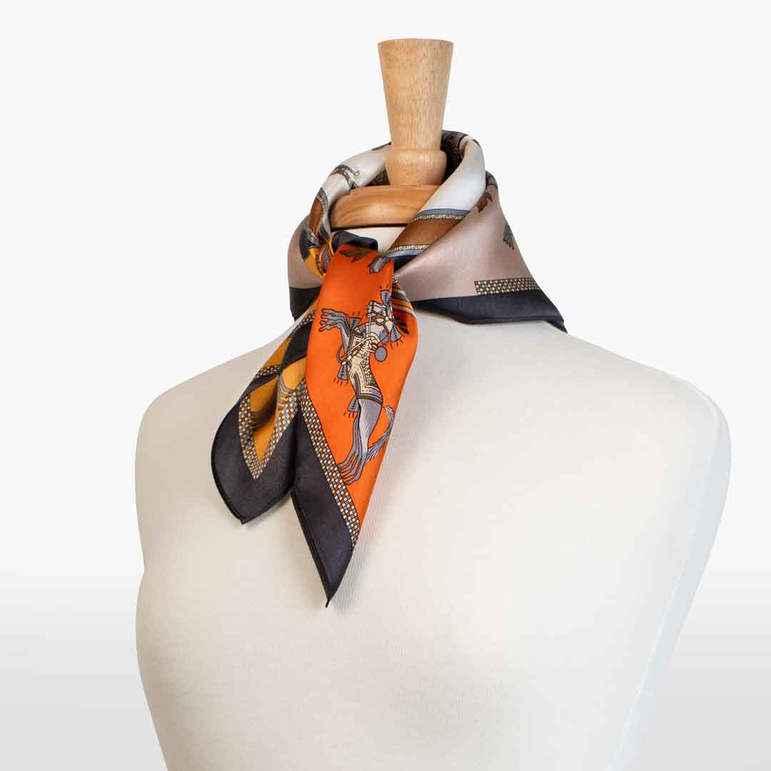 Helena - Stylized Equestrian Scarf in Bold Amber & Tangerine