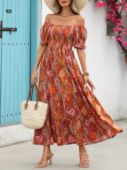 Women’s Paisley One‑Shoulder Maxi Dress