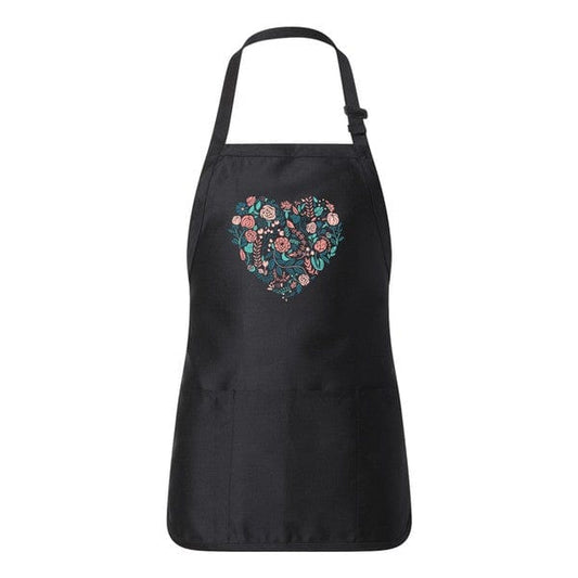 Flower Heart Apron - Black / Adult - Home Goods