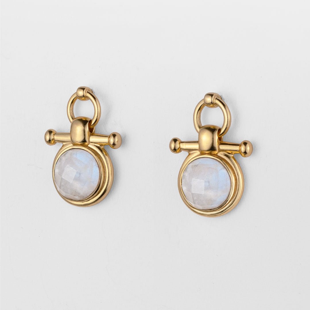 Adele - Moonstone  Horse Bit Equestrian Earring in Gold