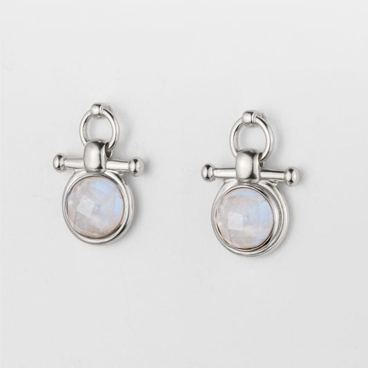 Adele - Moonstone Horse Bit Equestrian Earring in Silver