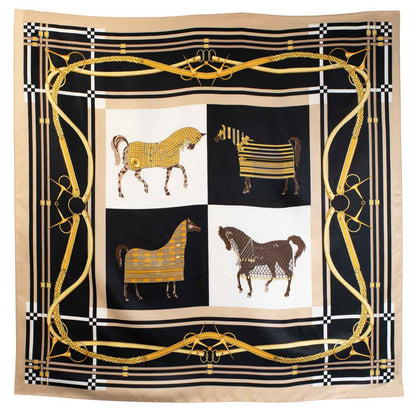 Genevieve - Stylized Equestrian Scarf in Honey and Black