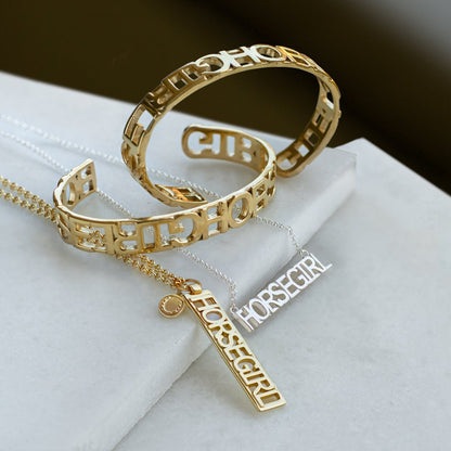 Horse Girl - Equestrian Cuff Bracelet in Gold