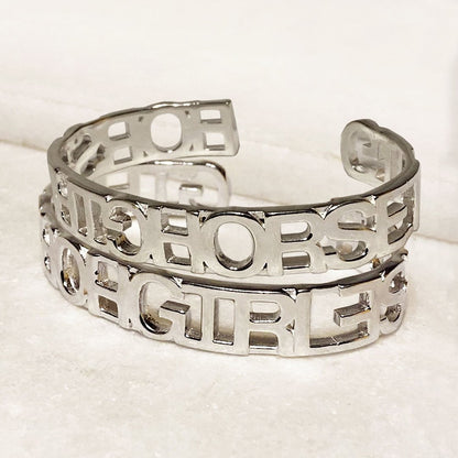 Horse Girl - Equestrian Cuff Bracelet in Silver