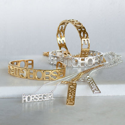 Horse Girl - Equestrian Cuff Bracelet in Silver