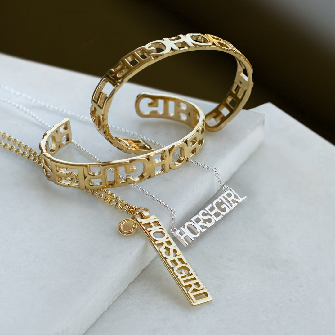 Horse Girl - Equestrian Letter Pendant in Silver