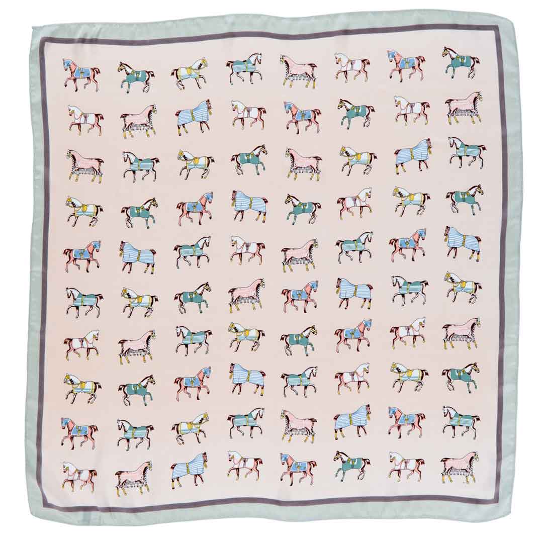 Hunt Club - Stylized Equestrian Scarf in Ivory and Dusty Pink