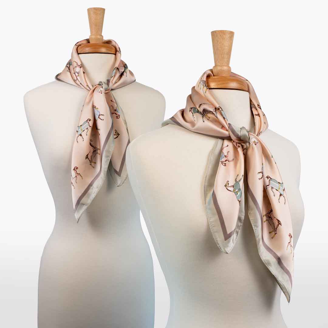 Hunt Club - Stylized Equestrian Scarf in Ivory and Dusty Pink