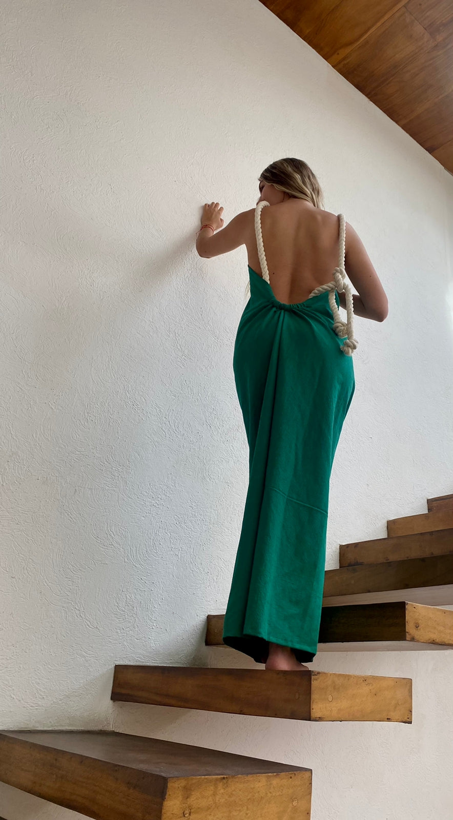 Handmade Backless Maxi Beach Dress ZOE, Organic Cotton